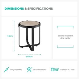 LIVIVO Kori Wood/Metal Round Side Table in Natural - thumbnail 6