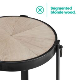LIVIVO Kori Wood/Metal Round Side Table in Natural - thumbnail 4