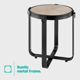 LIVIVO Kori Wood/Metal Round Side Table in Natural - thumbnail 5