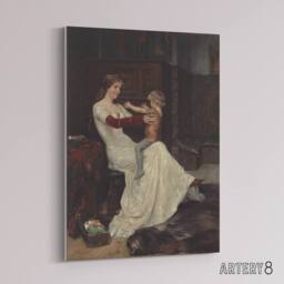 "Artery8 Albert Edelfelt Queen Bianca of Namur With Son Canvas Wall Art Print - Size: W12"" x H16""" - thumbnail 2