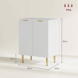 NESTLUNE Sideboard Buffet Cabinet with Adjustable Shelf in White - Size: 100 cm x 15 cm - thumbnail 2