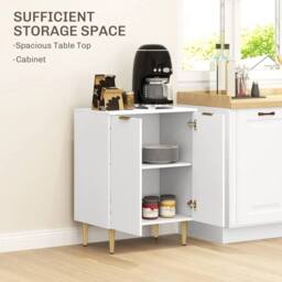 NESTLUNE Sideboard Buffet Cabinet with Adjustable Shelf in White - Size: 100 cm x 15 cm - thumbnail 4
