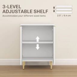 NESTLUNE Sideboard Buffet Cabinet with Adjustable Shelf in White - Size: 100 cm x 15 cm - thumbnail 5