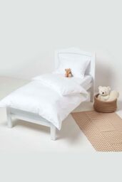 Homescapes Cotton Stripe Fitted Cot Sheets 330 Thread Count, 2 Pack in White - Size: Cot Bed - thumbnail 2