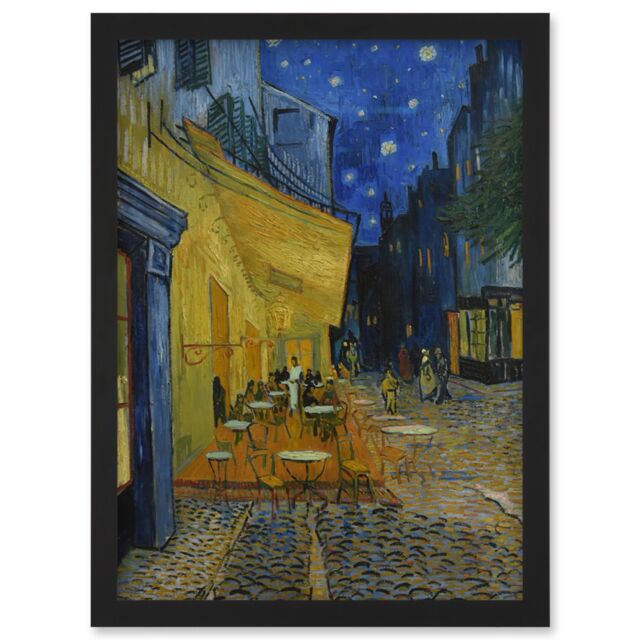 Artery8 Van Gogh Cafe Terrace at Night Place du Forum Painting Artwork Framed Wall Art Print A4 in Black - image 1