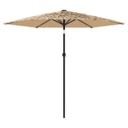 Berkfield Home Garden Parasol with LEDs & Steel Pole Brown 223x223x213 cm - Size: 223 x 223 x 213 cm - thumbnail 5