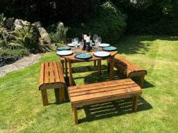 Charles Taylor Trading Knights Eight Seater Round Table Set in Brown - thumbnail 2