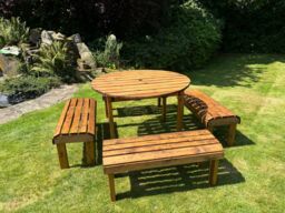 Charles Taylor Trading Knights Eight Seater Round Table Set in Brown - thumbnail 1