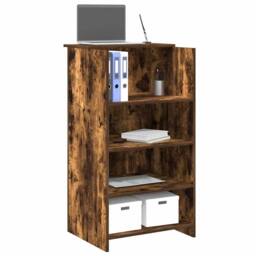 Berkfield Home Reception Desk Smoked Oak 55x50x103.5 cm Engineered Wood in Brown - thumbnail 2