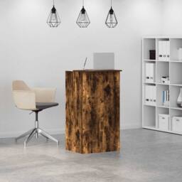 Berkfield Home Reception Desk Smoked Oak 55x50x103.5 cm Engineered Wood in Brown - thumbnail 3