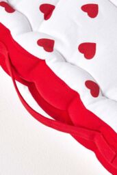 Homescapes Cotton Hearts Floor Cushion in Red - Size: 50 cm x 50 cm - thumbnail 4