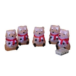 Samuel Alexander 14cm Set of 5 Light up Fox Ornaments with 40 Cool White LEDs in Brown - thumbnail 7