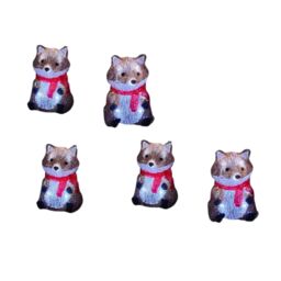 Samuel Alexander 14cm Set of 5 Light up Fox Ornaments with 40 Cool White LEDs in Brown - thumbnail 1