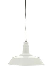 Orsina Grey Pendant Light With Gunmetal Exterior, Lamp With Slim Black Drop Cord, Hanging Light With Canopy in White - thumbnail 1