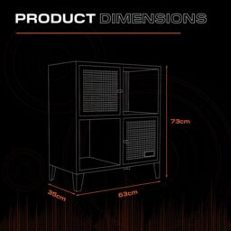 X Rocker Mesh-Tek Metal Sideboard Display Cabinet, Square 4 Cube Storage in Red - thumbnail 7
