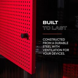 X Rocker Mesh-Tek Metal Sideboard Display Cabinet, Square 4 Cube Storage in Red - thumbnail 4