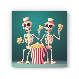 Warren Reed - Designer Skeletons With Popcorn Canvas - Size: w40 inch x h40 inch - thumbnail 2