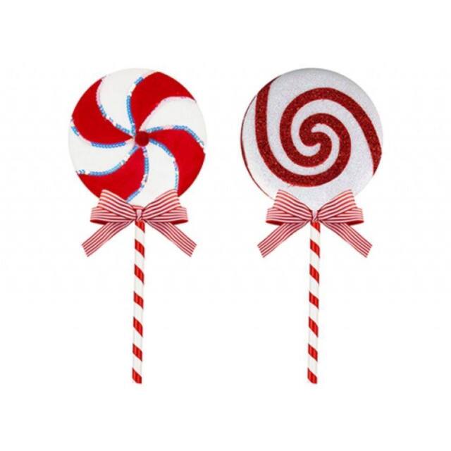 Garden Greatness Set Of 2 Hanging Candy Cane Sweet Decorations in Red - Size: 1 Pack