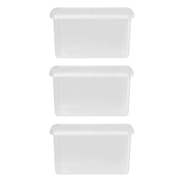 Wham Clip 3x 14L Rectangular Plastic Storage Boxes with Clip Lock Lids in Clear - image 1