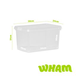 Wham Clip 3x 14L Rectangular Plastic Storage Boxes with Clip Lock Lids in Clear - thumbnail 5