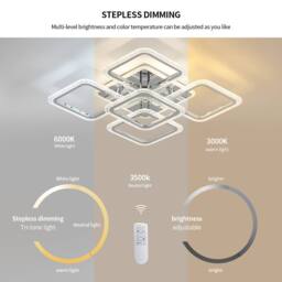 Pheashine Dimmable LED Ceiling Light, 3000-6500K for Living Room Bedroom, 56cm in White - thumbnail 3