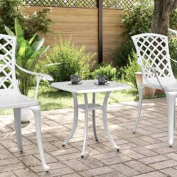 Berkfield Home Garden Table White 53x53x53 cm Cast Aluminium - Size: 53 x 53 x 53 cm - thumbnail 3