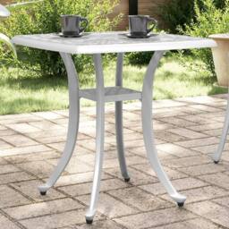 Berkfield Home Garden Table White 53x53x53 cm Cast Aluminium - Size: 53 x 53 x 53 cm - thumbnail 1