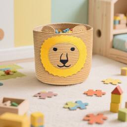 Voltico Large Animal Cotton Storage Basket - Foldable, 30cm in Light Brown - thumbnail 1