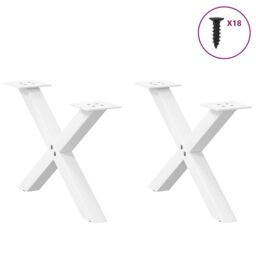 Berkfield Home Coffee Table Legs X-Shaped 2 pcs White 50x(30-31) cm Steel - thumbnail 3