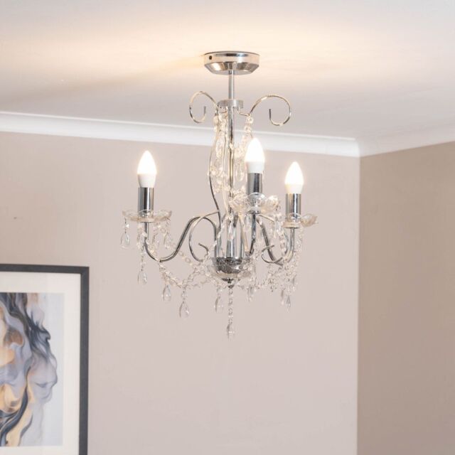 ValueLights Viscount 3 Way Jewel Chandelier Ceiling Pendant Light in Silver - image 1