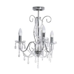 ValueLights Viscount 3 Way Jewel Chandelier Ceiling Pendant Light in Silver - thumbnail 2