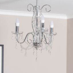 ValueLights Viscount 3 Way Jewel Chandelier Ceiling Pendant Light in Silver - thumbnail 4