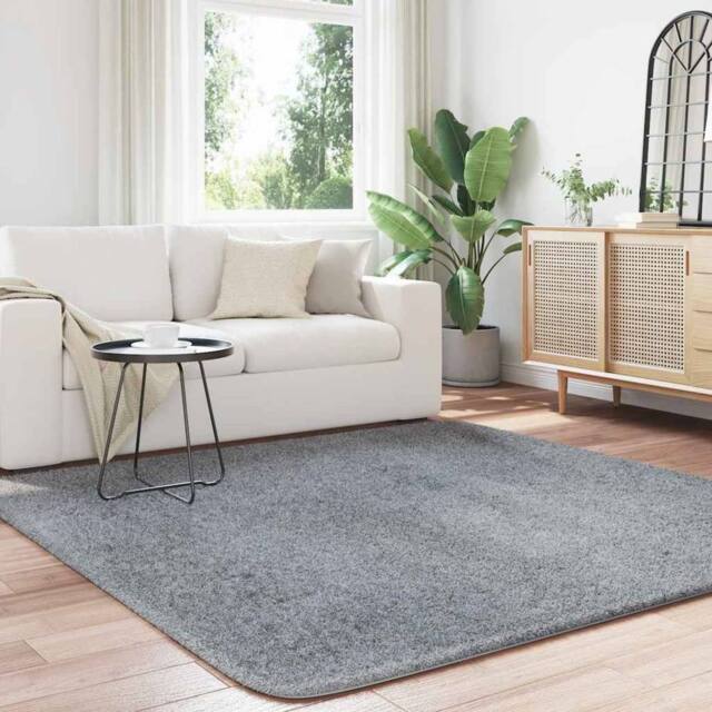 Berkfield Home Shaggy Rug High Pile NAVARRA Light Grey 200x200 cm Polyester - Size: Medium - image 1