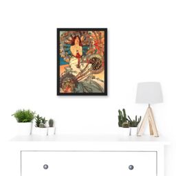 Artery8 Painting Mucha Nouveau Woman Spring Floral A4 Artwork Framed Wall Art Print in Black - thumbnail 2