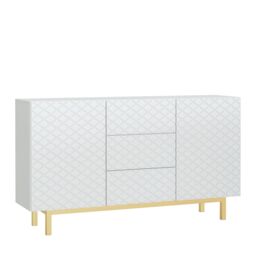 Creative Furniture Diamond Luxe Sideboard 140cm - Luxury Cabinet with Push to Open Storage in White - thumbnail 4