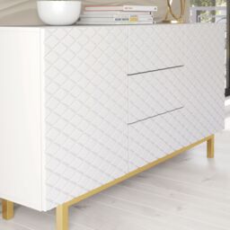 Creative Furniture Diamond Luxe Sideboard 140cm - Luxury Cabinet with Push to Open Storage in White - thumbnail 6