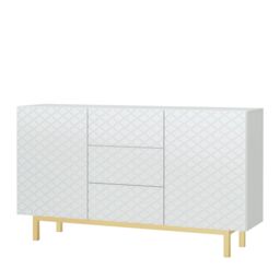 Creative Furniture Diamond Luxe Sideboard 140cm - Luxury Cabinet with Push to Open Storage in White - thumbnail 5