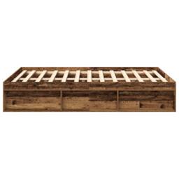 Berkfield Home Bed Frame Frame Old Wood 120x190cm Small Double Wood in Brown - thumbnail 6