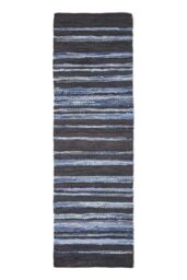 Homescapes Texas Leather & Denim Woven Striped Blue Hall Runner, 66 x 200 cm - Size: 66 cm x 200 cm - thumbnail 2