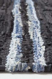 Homescapes Texas Leather & Denim Woven Striped Blue Hall Runner, 66 x 200 cm - Size: 66 cm x 200 cm - thumbnail 4