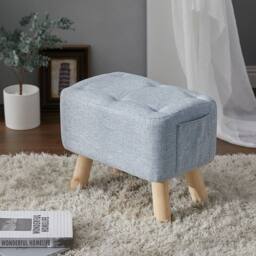KORVIXA Fabric Footstool Foot Rest Stool Pouffe Ottoman in Grey - Size: 100 cm - thumbnail 1