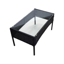 Alivio 4-Piece Rattan Patio Furniture Set with Loveseat, Armchairs & Glass Coffee Table in Black - thumbnail 7