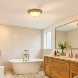 Happy Homewares Modern LED IP44 Flush Ceiling Light in with Movement Sensor in Metallic Gold - thumbnail 6