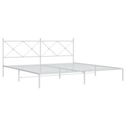 Berkfield Home Metal Bed Frame without Mattress with Headboard White 193x203cm - Size: 193x203 cm - thumbnail 3