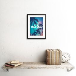 "Artery8 Wall Art Print Aloha Hawaiian Sunset Artwork Framed 9X7 Inch in Black - Size: W7"" x H9""" - thumbnail 2