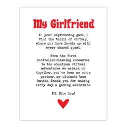"Artery8 Love Poem Gamer Nerd Girlfriend Romantic Poetry Wall Art Print in White - Size: W18"" x H24""" - thumbnail 1