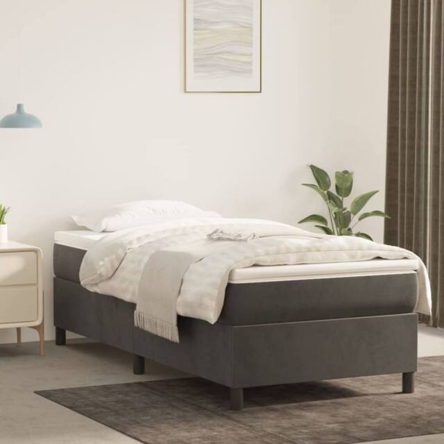 Berkfield Home Bed Frame without Mattress Dark Grey Single Velvet (UK/IE/FI/NO only) - image 1