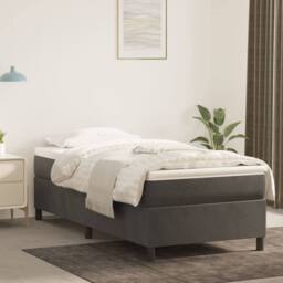 Berkfield Home Bed Frame without Mattress Dark Grey Single Velvet (UK/IE/FI/NO only) - thumbnail 1
