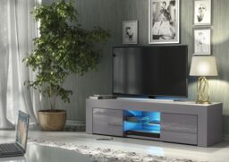 Creative Furniture Loom TV Unit 130cm - A Minimalist & Sophisticated Cabinet with Gloss Doors & LED Lights in Dark Grey - thumbnail 5