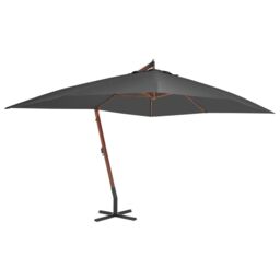 Berkfield Home Cantilever Umbrella with Wooden Pole 400x300 cm Anthracite in Black - thumbnail 1